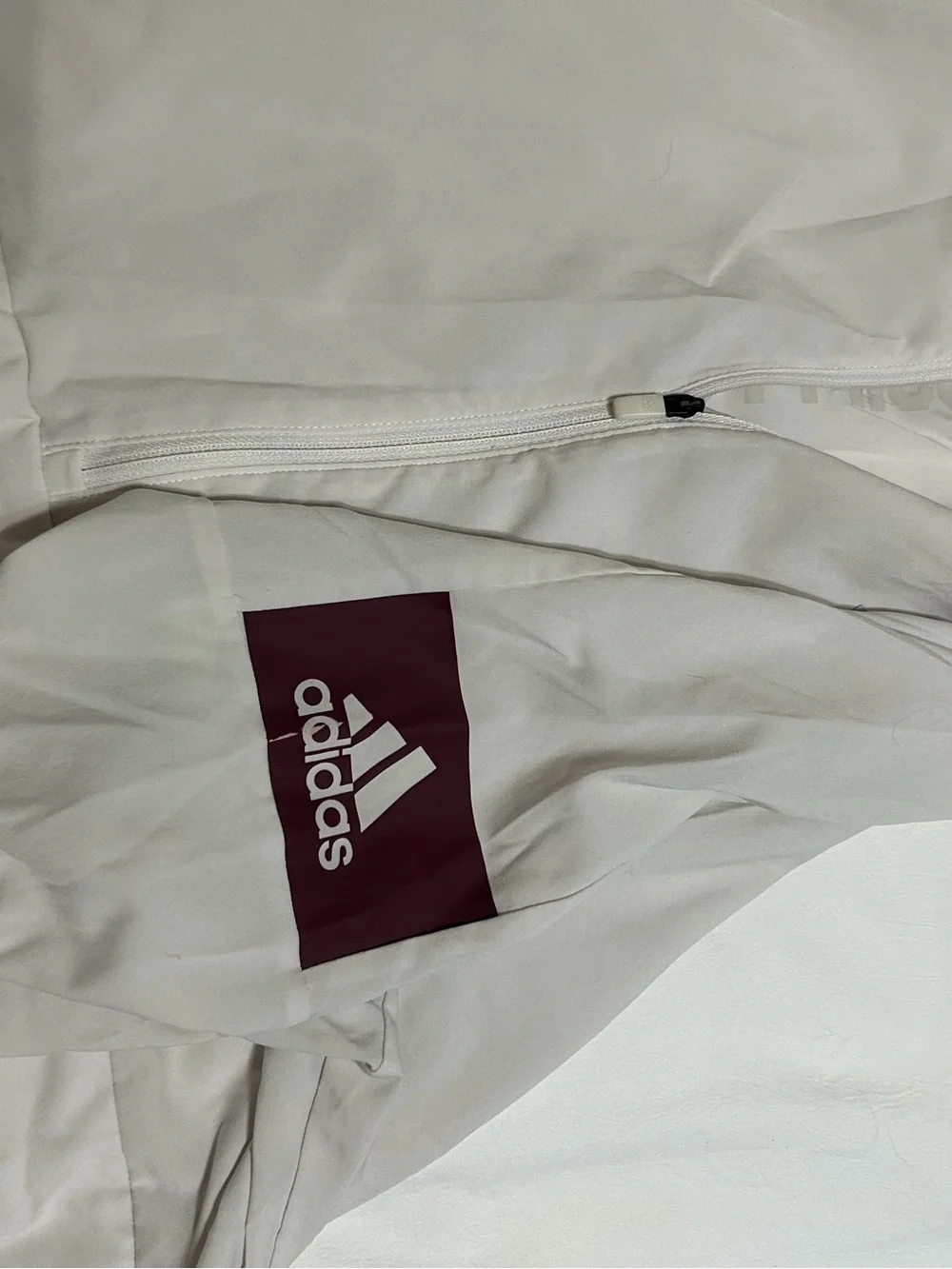 adidas Light Gray Quarter-Zip Windbreaker with Maroon Logo